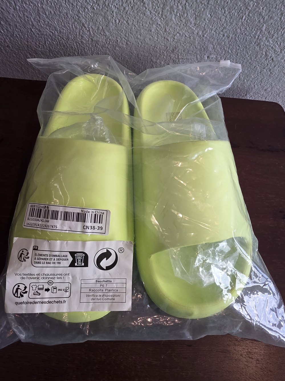 Neon Yellow Womens Slide Sandals new!